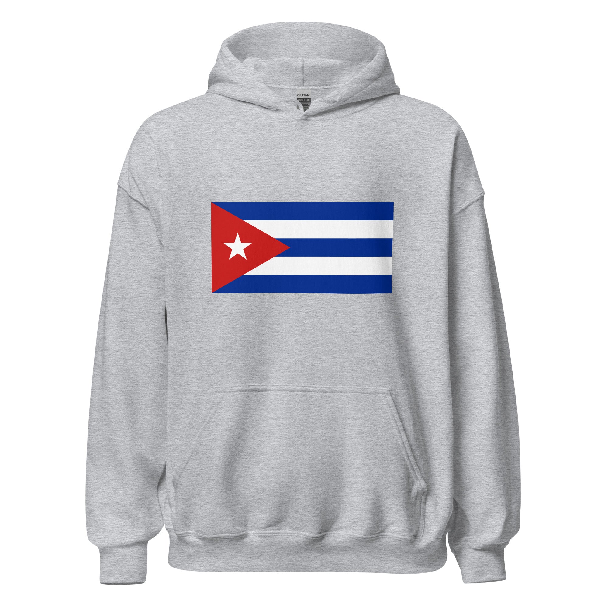 Unisex black hoodie featuring Cuban flag design printed across the front chest