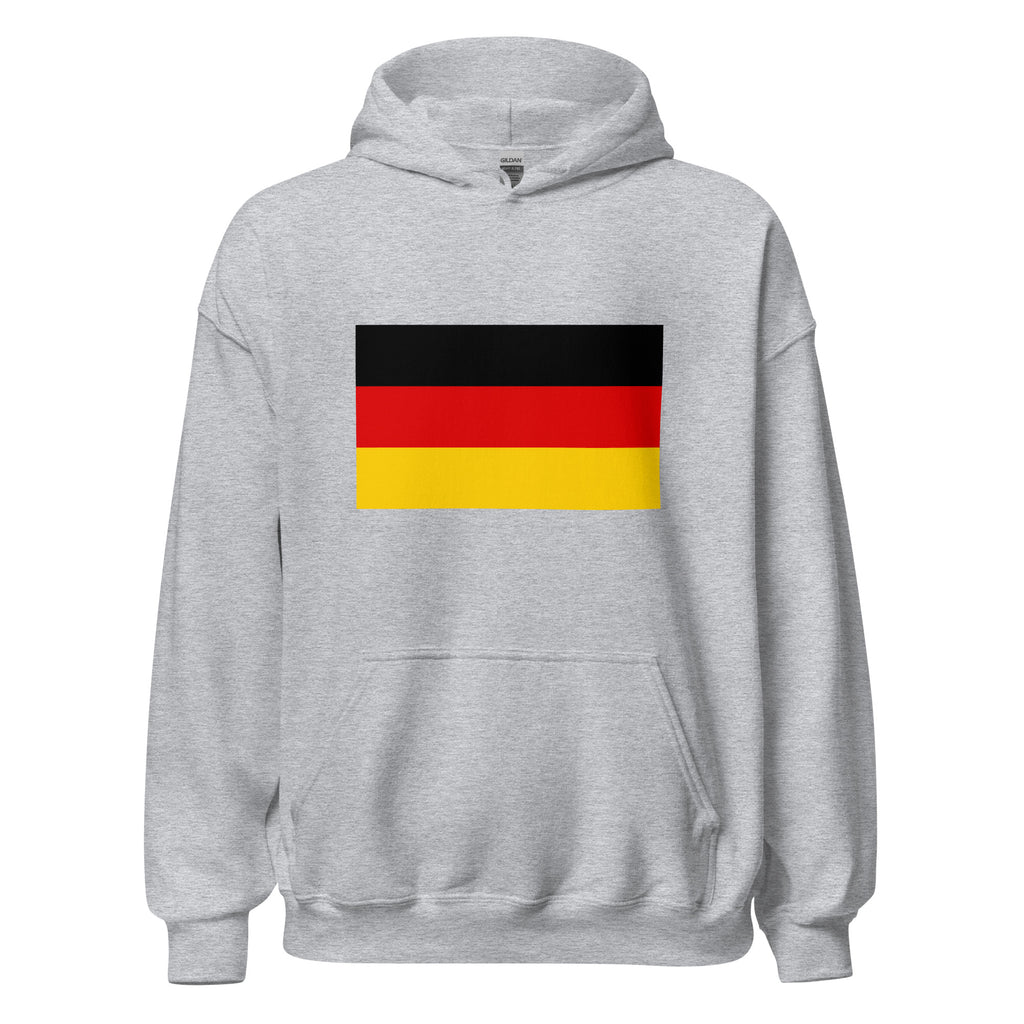 Unisex black hoodie featuring German flag design printed across the front chest