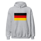 Unisex black hoodie featuring German flag design printed across the front chest