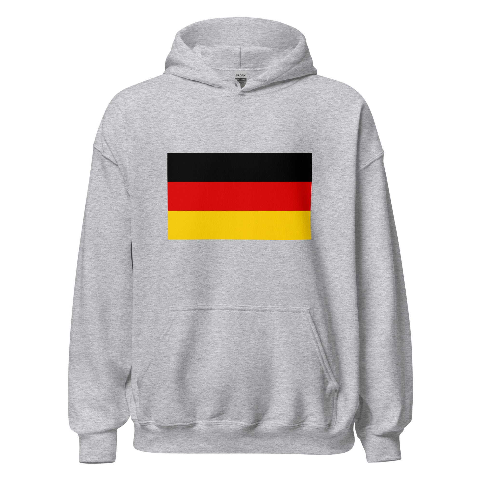 Unisex black hoodie featuring German flag design printed across the front chest
