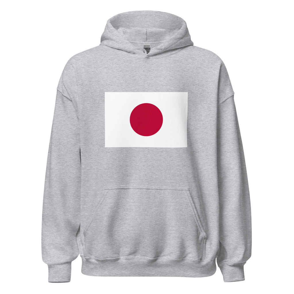 Unisex black hoodie featuring Japanese flag design printed across the front chest