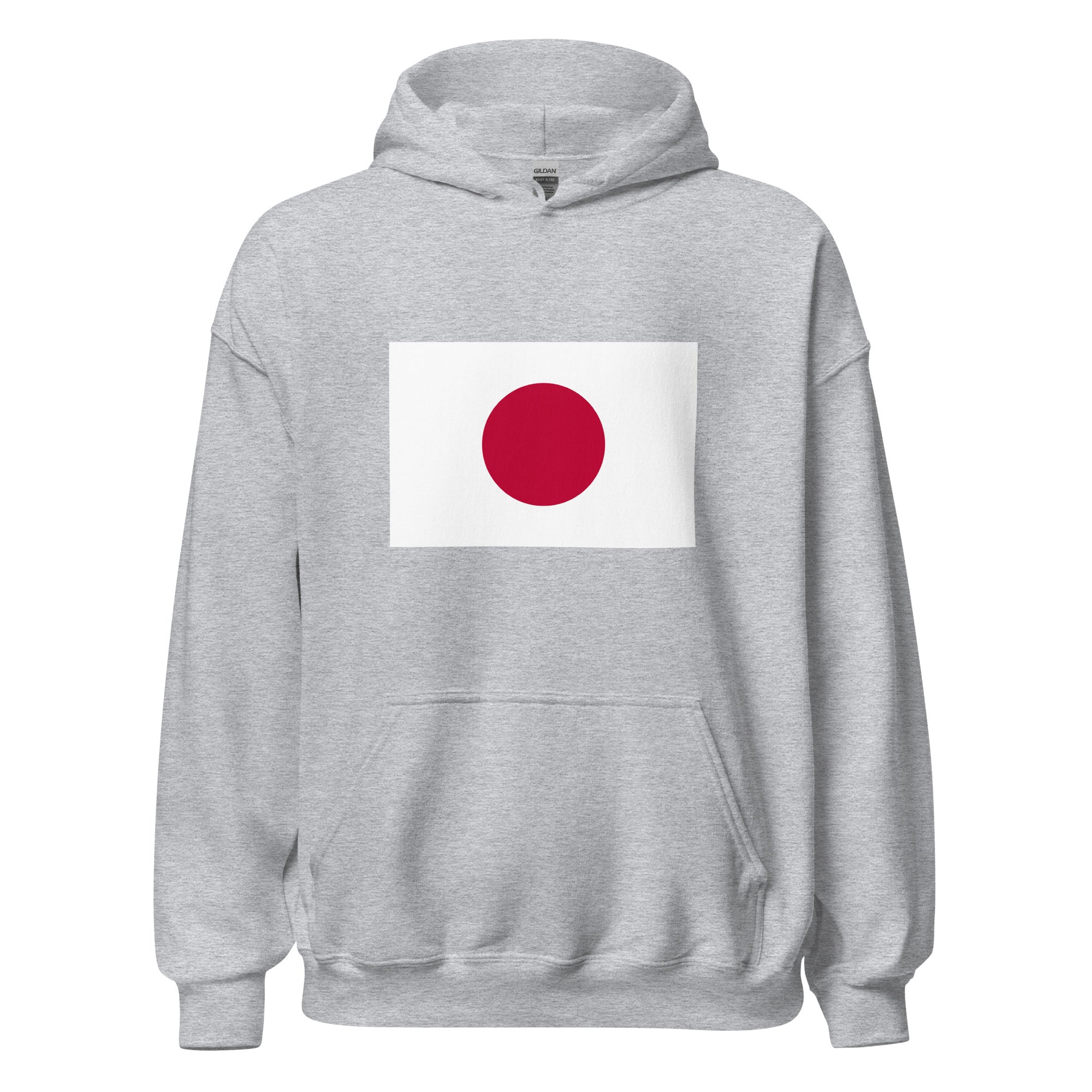 Unisex black hoodie featuring Japanese flag design printed across the front chest