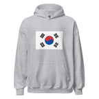 Unisex black hoodie featuring South Korean flag design printed across the front chest