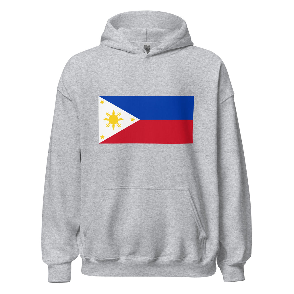 Unisex black hoodie featuring Philippine flag design printed across the front chest