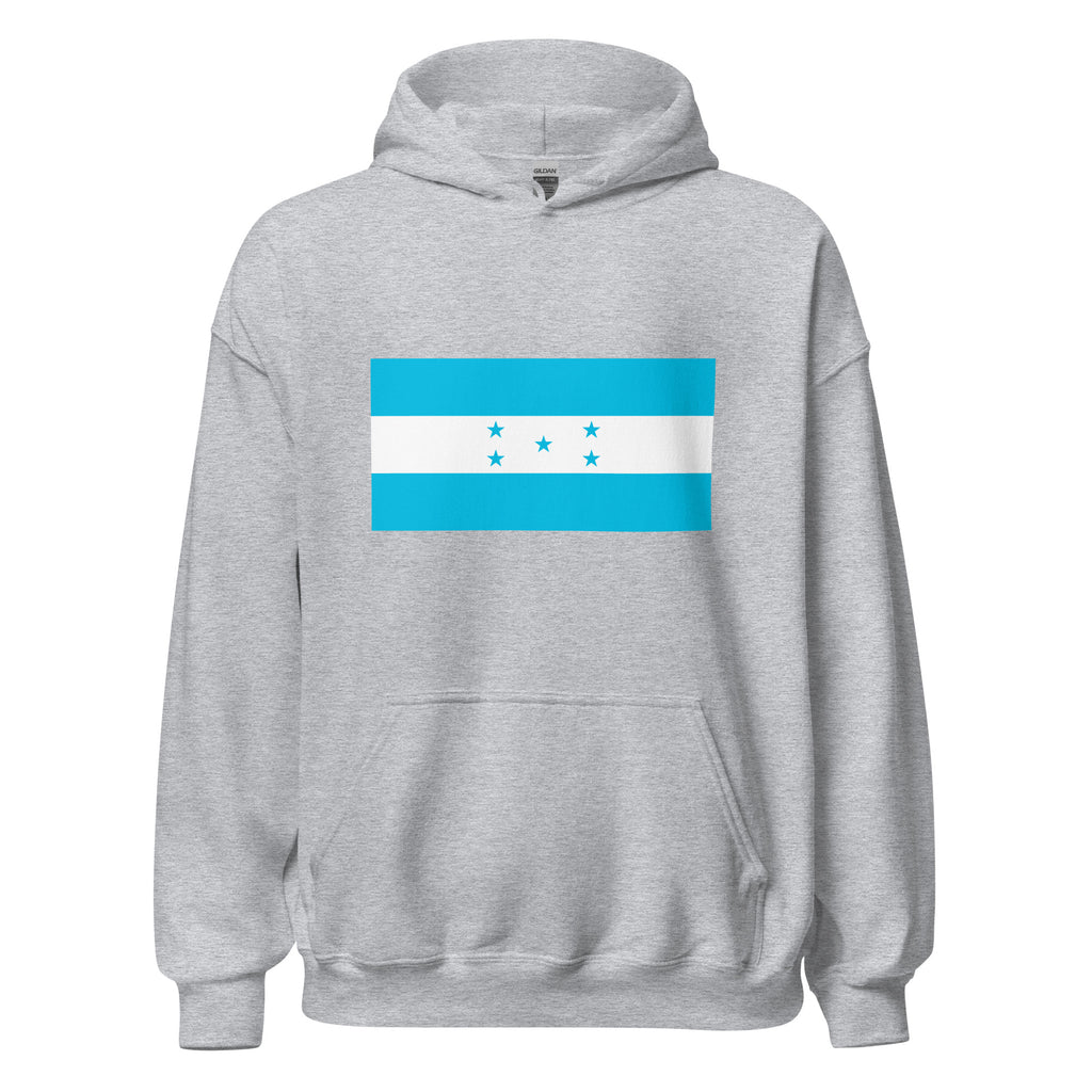 Unisex black hoodie featuring Honduran flag design printed across the front chest