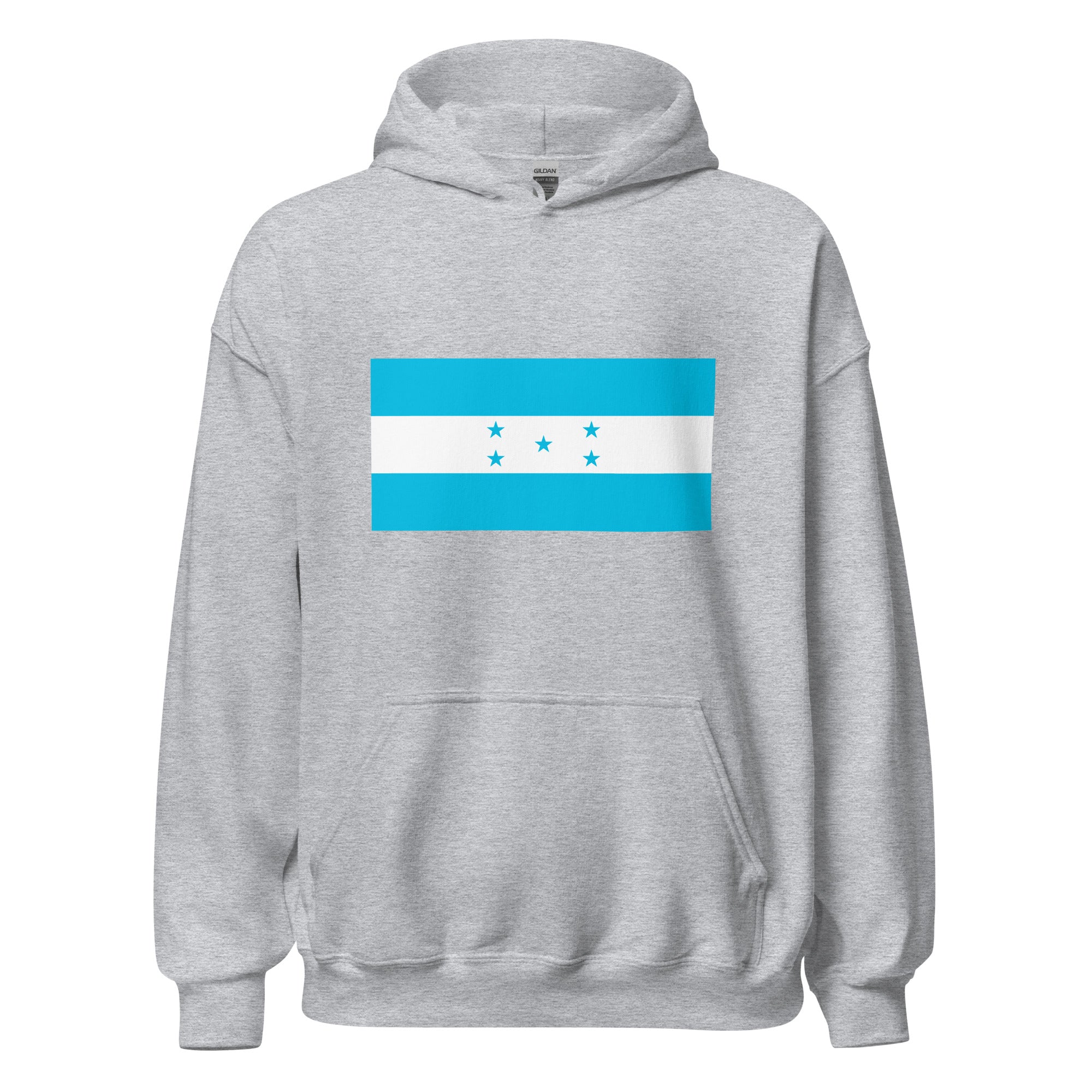 Unisex black hoodie featuring Honduran flag design printed across the front chest