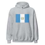 Unisex black hoodie featuring Guatemalan flag design printed across the front chest