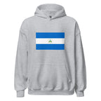 Unisex black hoodie featuring Nicaraguan flag design printed across the front chest