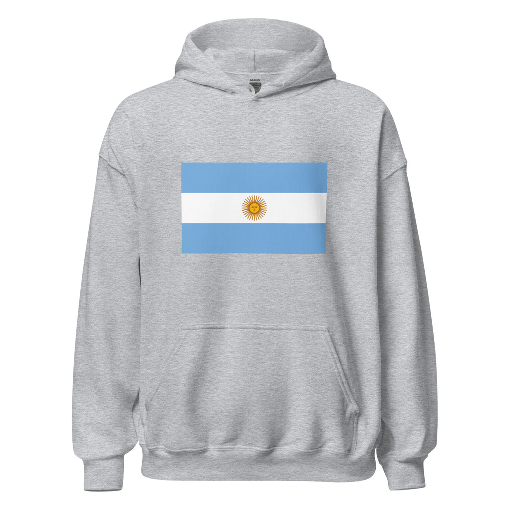 Unisex navy blue hoodie featuring Argentine flag design printed across the front chest