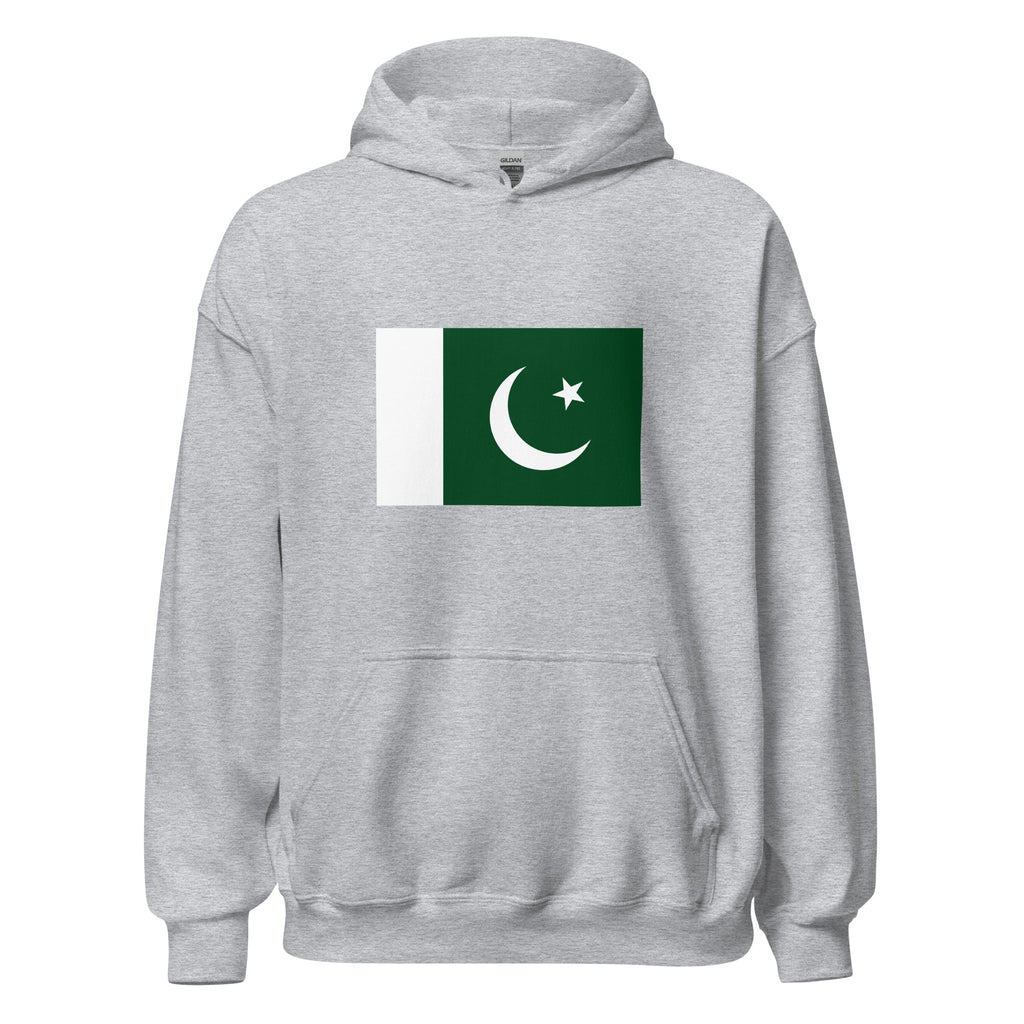 Unisex black hoodie featuring Pakistani flag design printed across the front chest