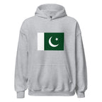 Unisex black hoodie featuring Pakistani flag design printed across the front chest