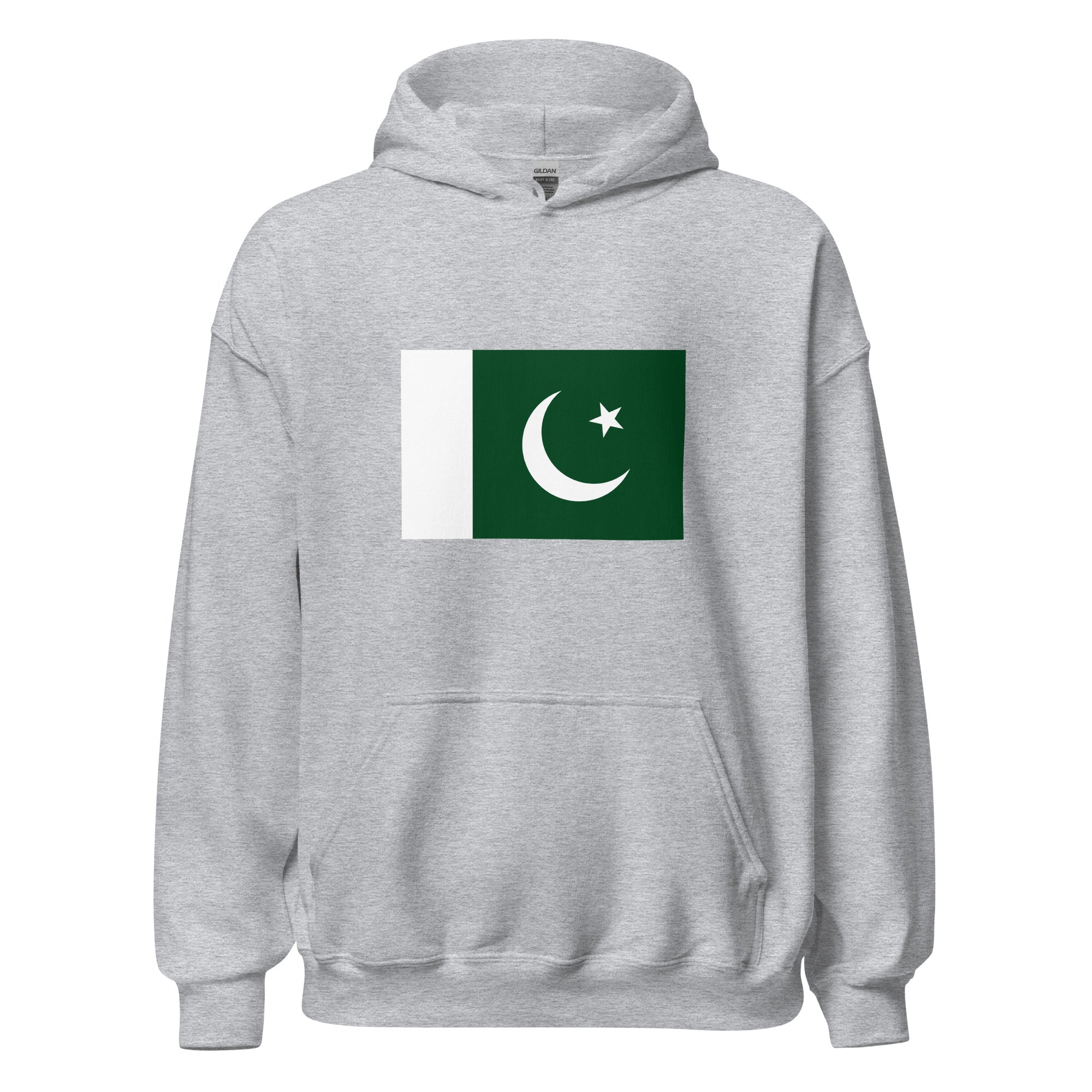 Unisex black hoodie featuring Pakistani flag design printed across the front chest