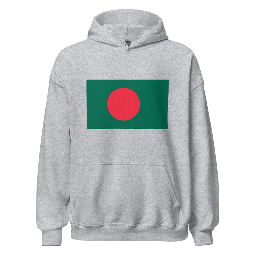 Unisex black hoodie featuring Bangladeshi flag design printed across the front chest