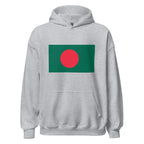 Unisex black hoodie featuring Bangladeshi flag design printed across the front chest