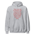 Unisex black hoodie with John 14:27 Bible verse printed in red text on front