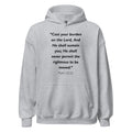 Unisex heather gray hoodie with Psalm 55:22 Bible verse printed in black text on front