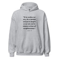 Unisex black hoodie with 1 John 1:9 Bible verse printed in black text on front