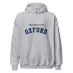 Unisex black hoodie featuring University of Oxford logo printed across the front chest