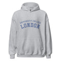 Unisex heather gray hoodie featuring University College London logo printed across the front chest