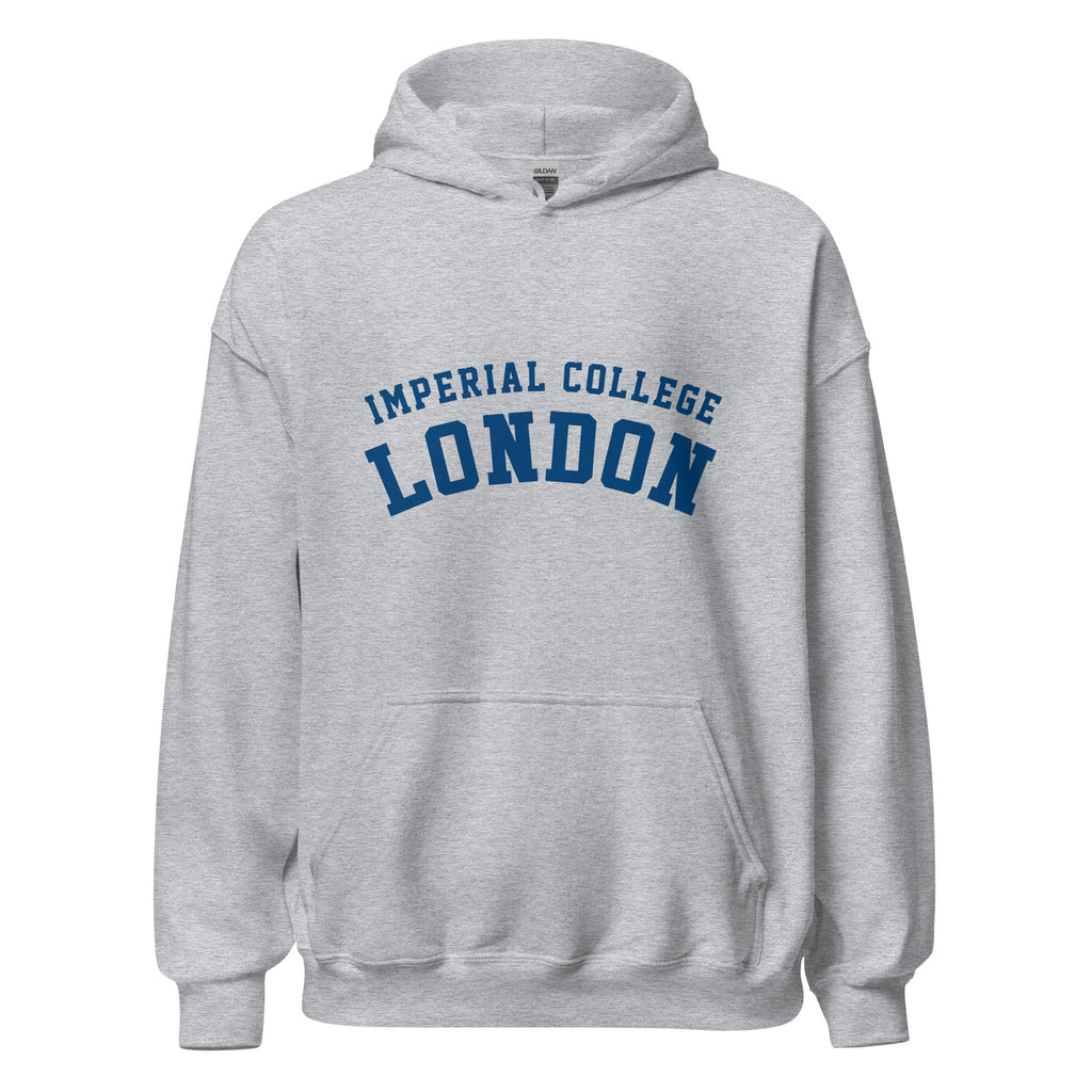Unisex black hoodie featuring Imperial College London logo printed across the front chest