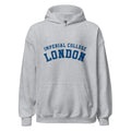 Unisex black hoodie featuring Imperial College London logo printed across the front chest