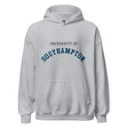 Unisex black hoodie featuring University of Southampton logo printed across the front chest