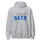 Unisex black hoodie featuring University of Bath logo printed across the front chest