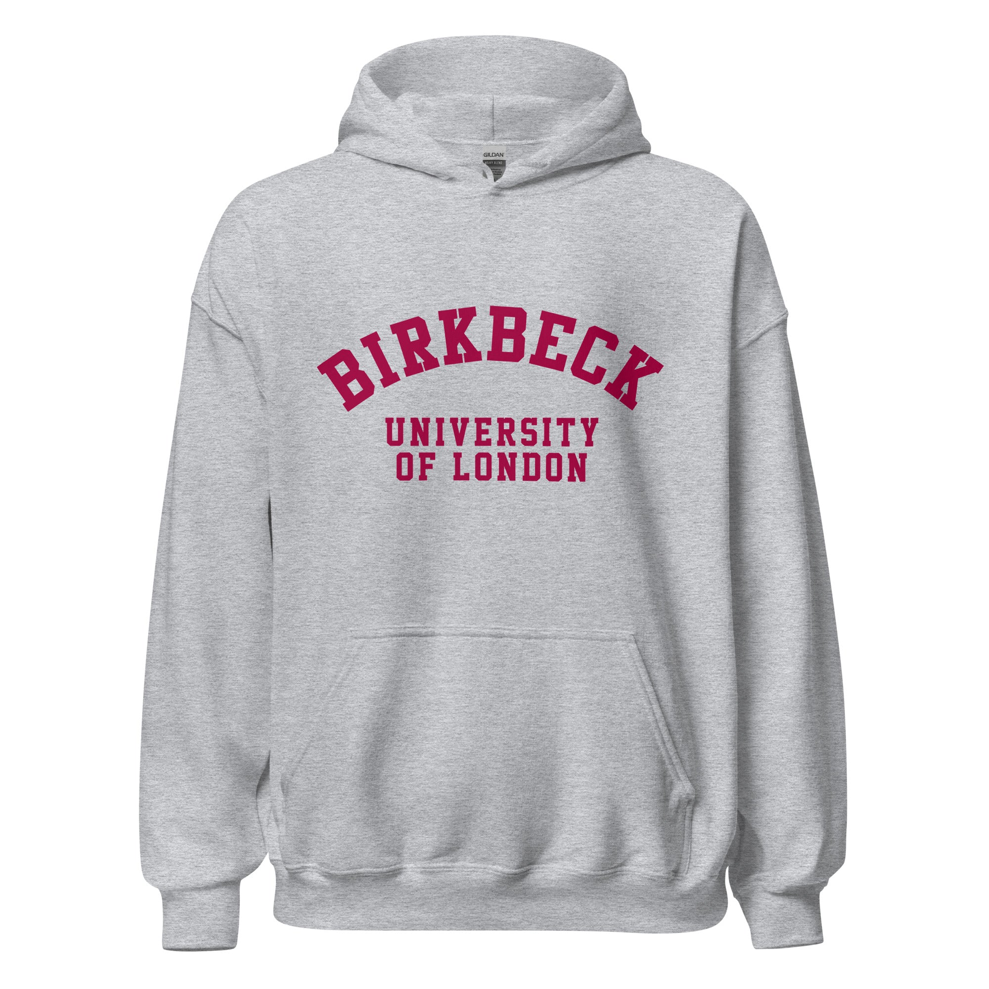 Unisex black hoodie featuring Birkbeck, University of London logo printed across the front chest