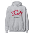 Northern Illinois University Unisex Hoodie, shown in Sport Grey, front view, sizes S–5XL