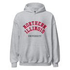 Northern Illinois University Unisex Hoodie, shown in Sport Grey, front view, sizes S–5XL