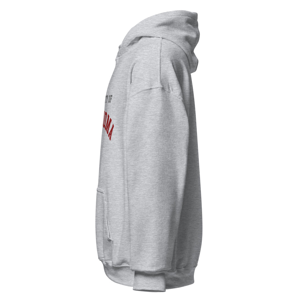 Unisex hoodie featuring University of Oklahoma name and branding in crimson and cream