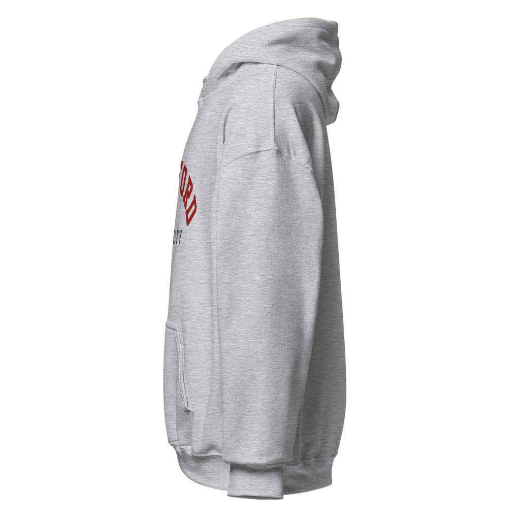 Unisex hoodie featuring Stanford University name and branding in cardinal red and white