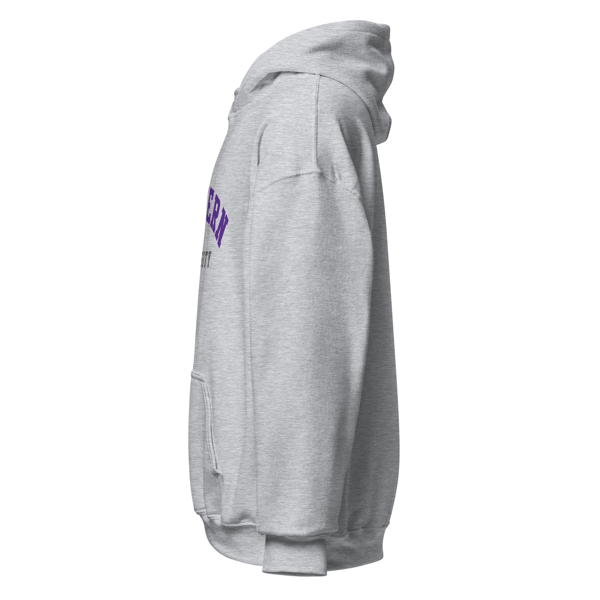 Unisex hoodie featuring Western University name and branding in purple and white