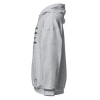Unisex white hoodie with Mark 9:23 Bible verse printed in black text on front