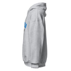Unisex white hoodie featuring Deakin University logo printed across the front chest