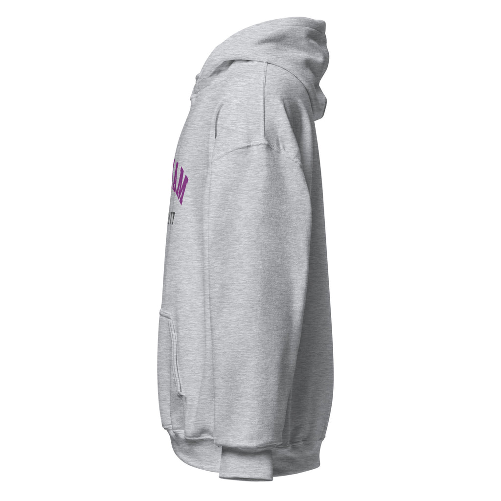 Unisex white hoodie featuring Durham University logo printed across the front chest