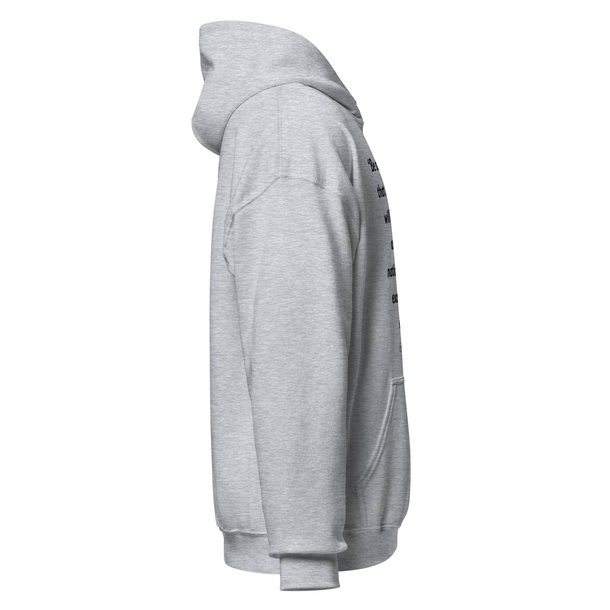 Unisex white hoodie with Psalm 46:10 Bible verse printed in black text on front