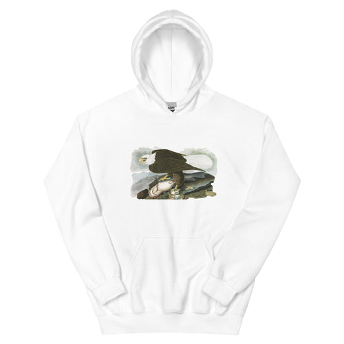 Unisex hoodie featuring Audubon's detailed naturalist illustration of a white-headed eagle