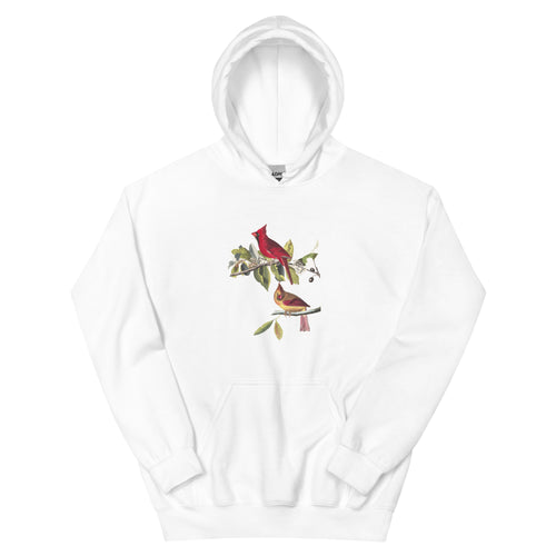 Unisex hoodie featuring Audubon's detailed naturalist illustration of a cardinal grosbeak
