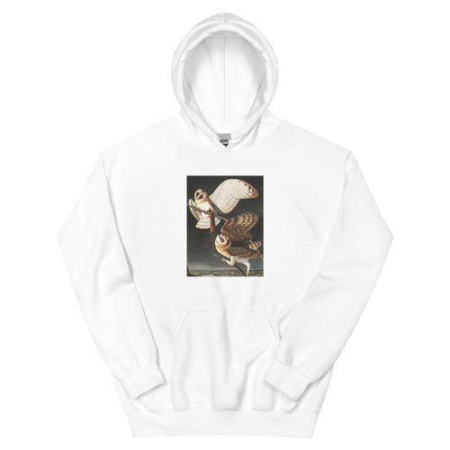 Unisex hoodie featuring Audubon's detailed naturalist illustration of a barn owl