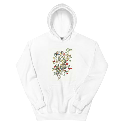 Unisex hoodie featuring Audubon's detailed naturalist illustration of a warbler bird