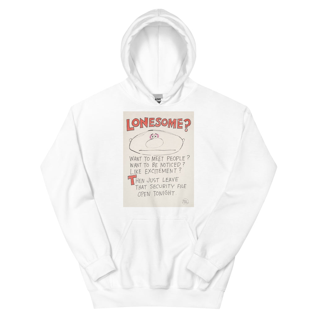 Unisex hoodie featuring a classic WWII-era wartime security propaganda poster