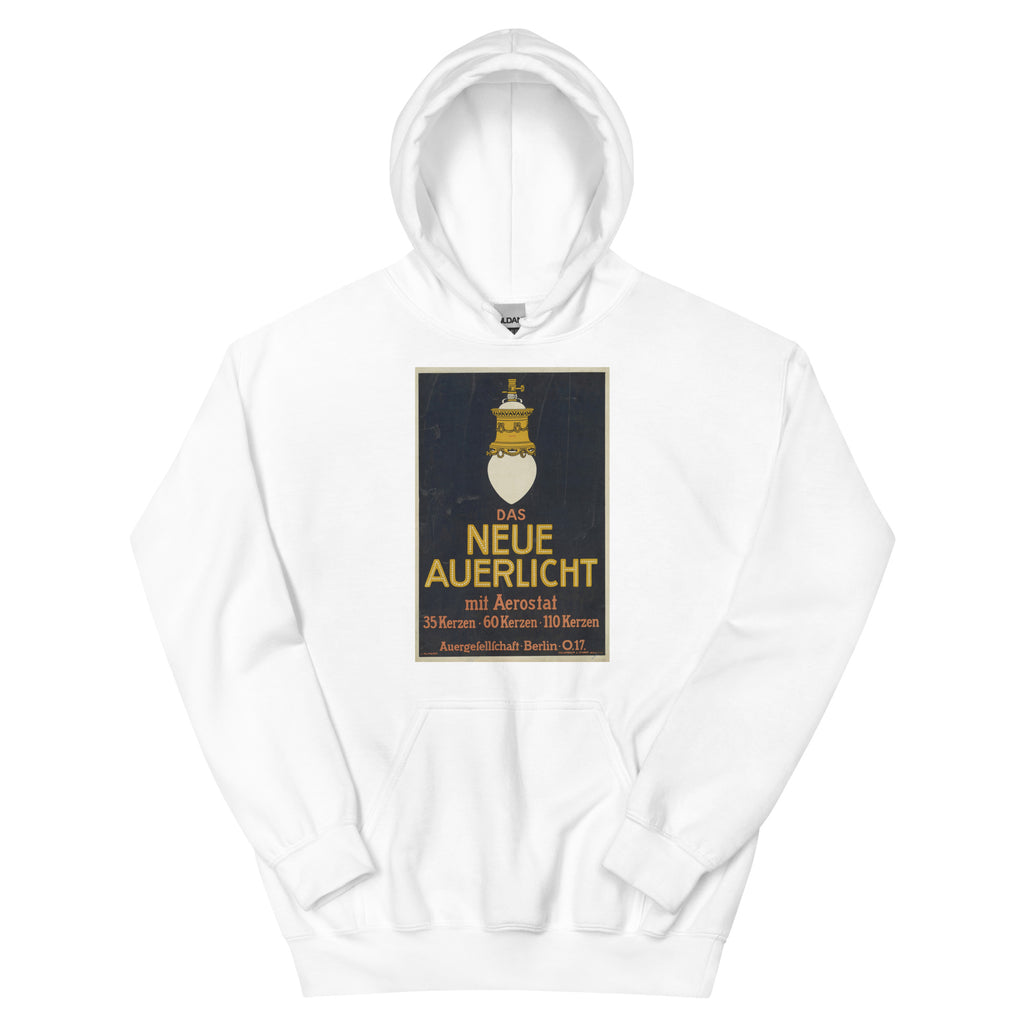 Unisex hoodie featuring a vintage German electric lighting classic advertising poster