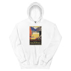 Unisex hoodie featuring a vintage Norway Royal Mail Line scenic travel poster