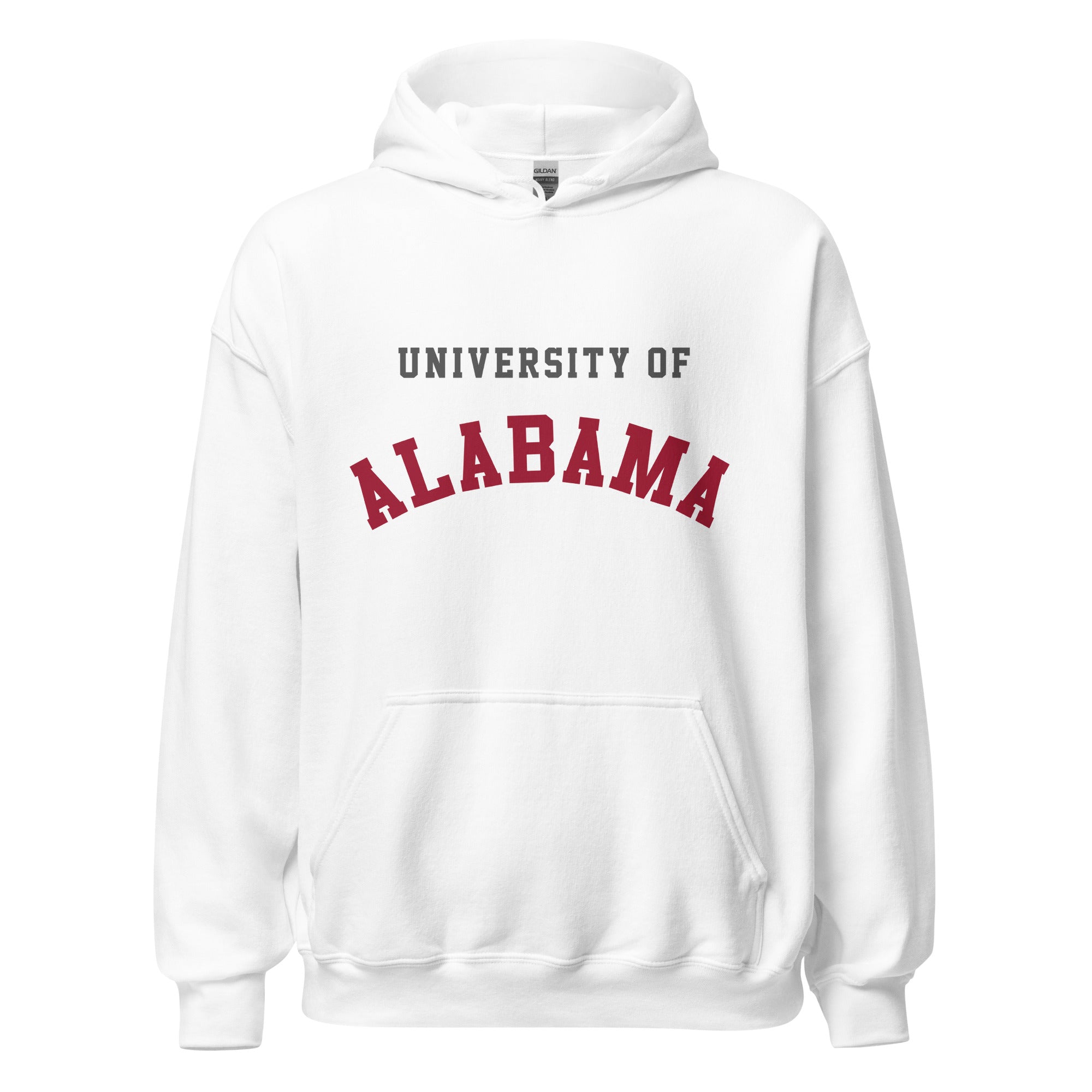 Unisex hoodie featuring University of Alabama name and branding in crimson and white