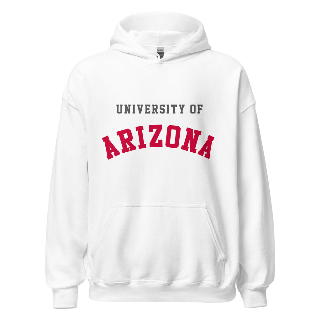 Unisex hoodie featuring University of Arizona name and branding in cardinal and navy