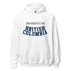 Unisex hoodie featuring University of British Columbia name and branding in blue and gold