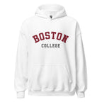 Unisex hoodie featuring Boston College name and branding in maroon and gold