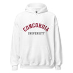 Unisex hoodie featuring Concordia University name and branding in burgundy and gold