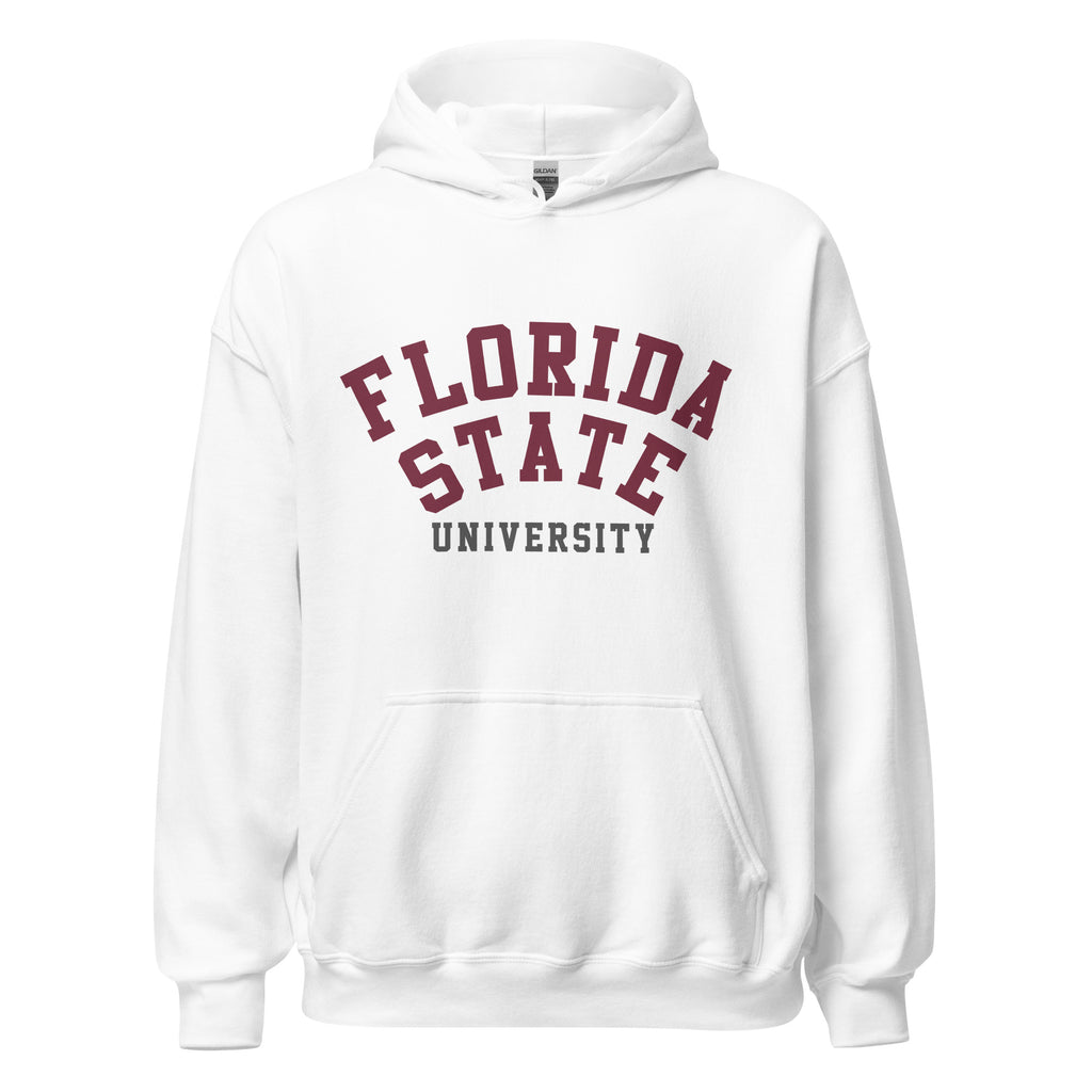 Unisex hoodie featuring Florida State University name and branding in garnet and gold